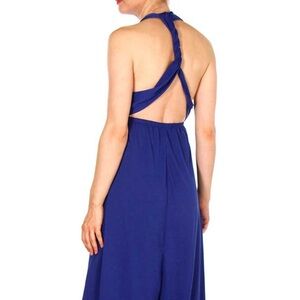 ICON APPAREL Womens Large Cool Royal Halter Neck Back Twist Maxi Dress
